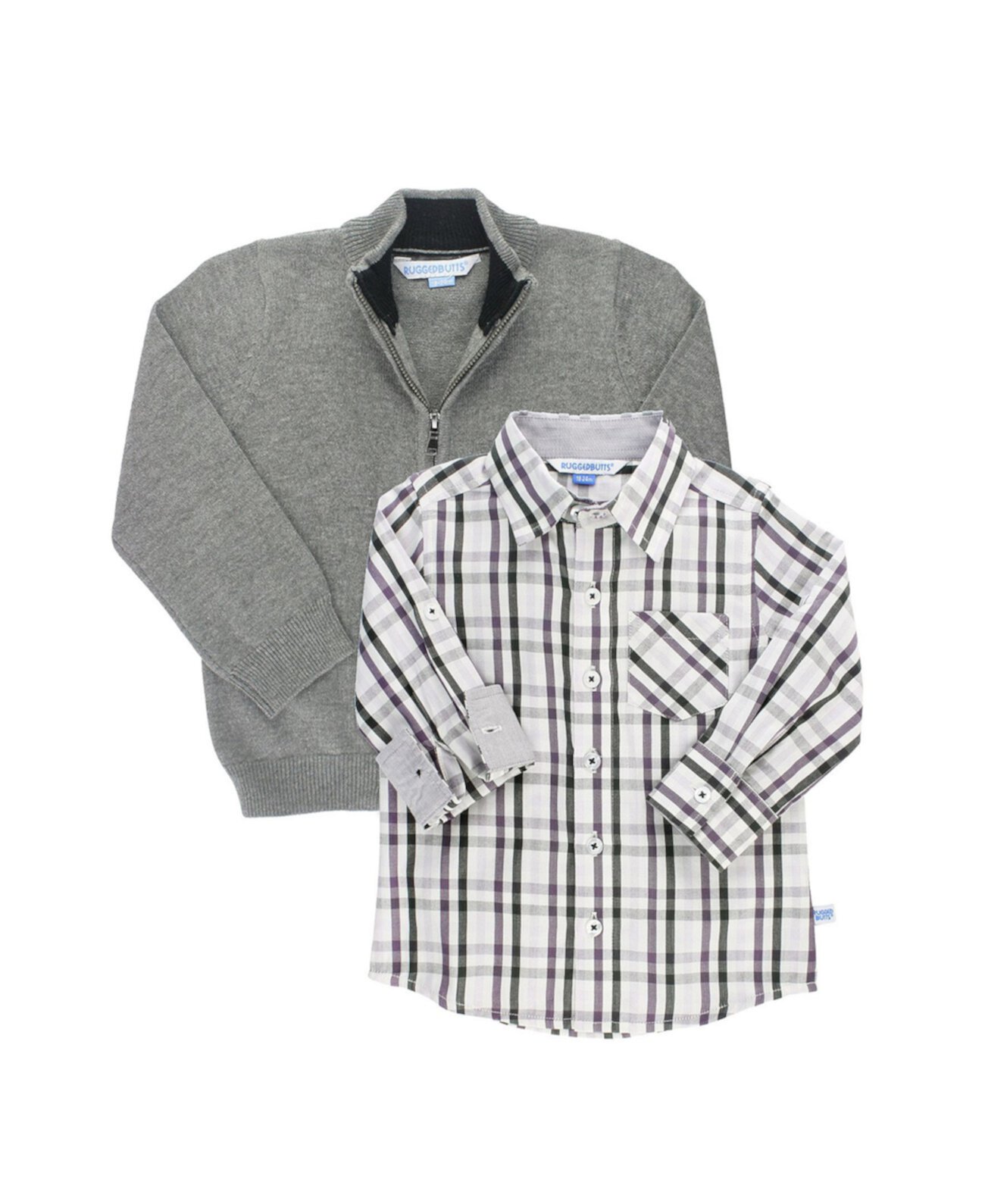 Комплект из рубашки и свитера на пуговицах с длинными рукавами для маленьких мальчиков RuggedButts