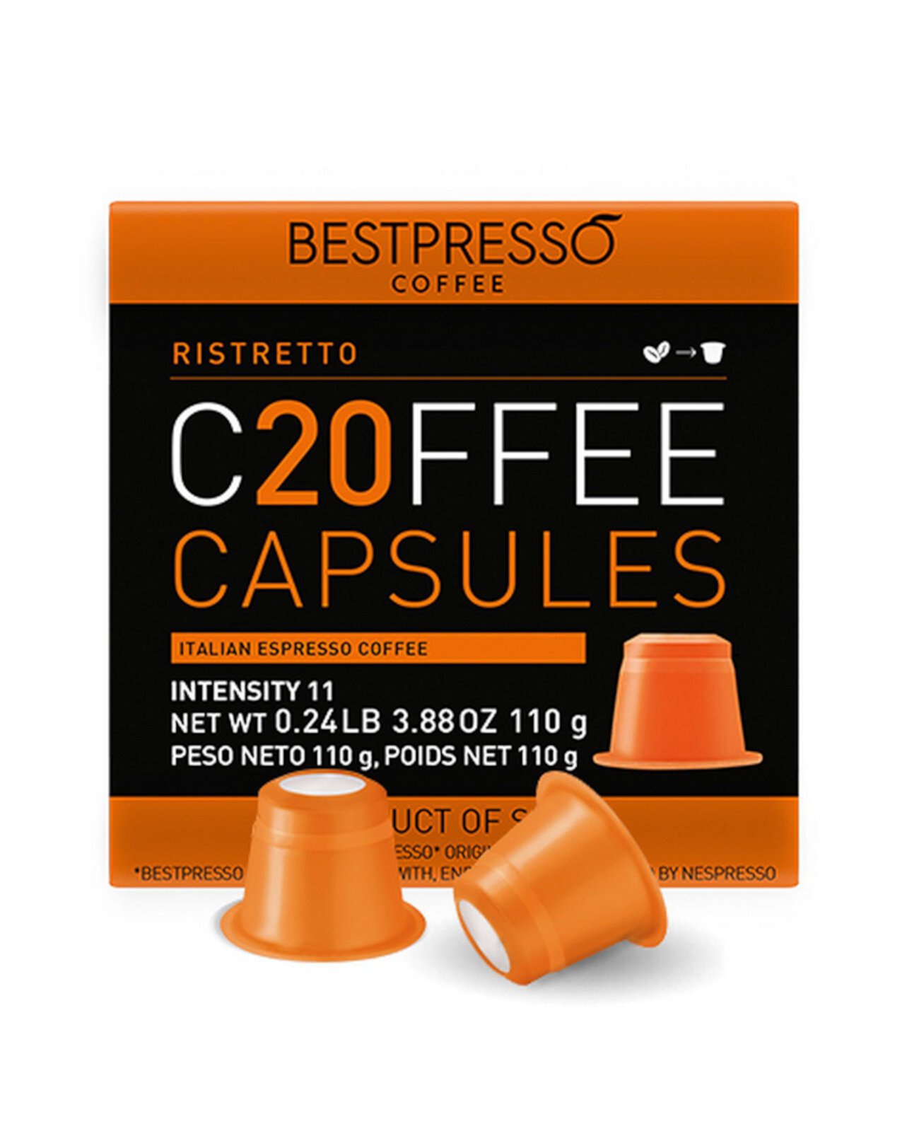 Кофе со вкусом ристретто, 20 капсул в упаковке для оригинальной кофемашины Nespresso Bestpresso