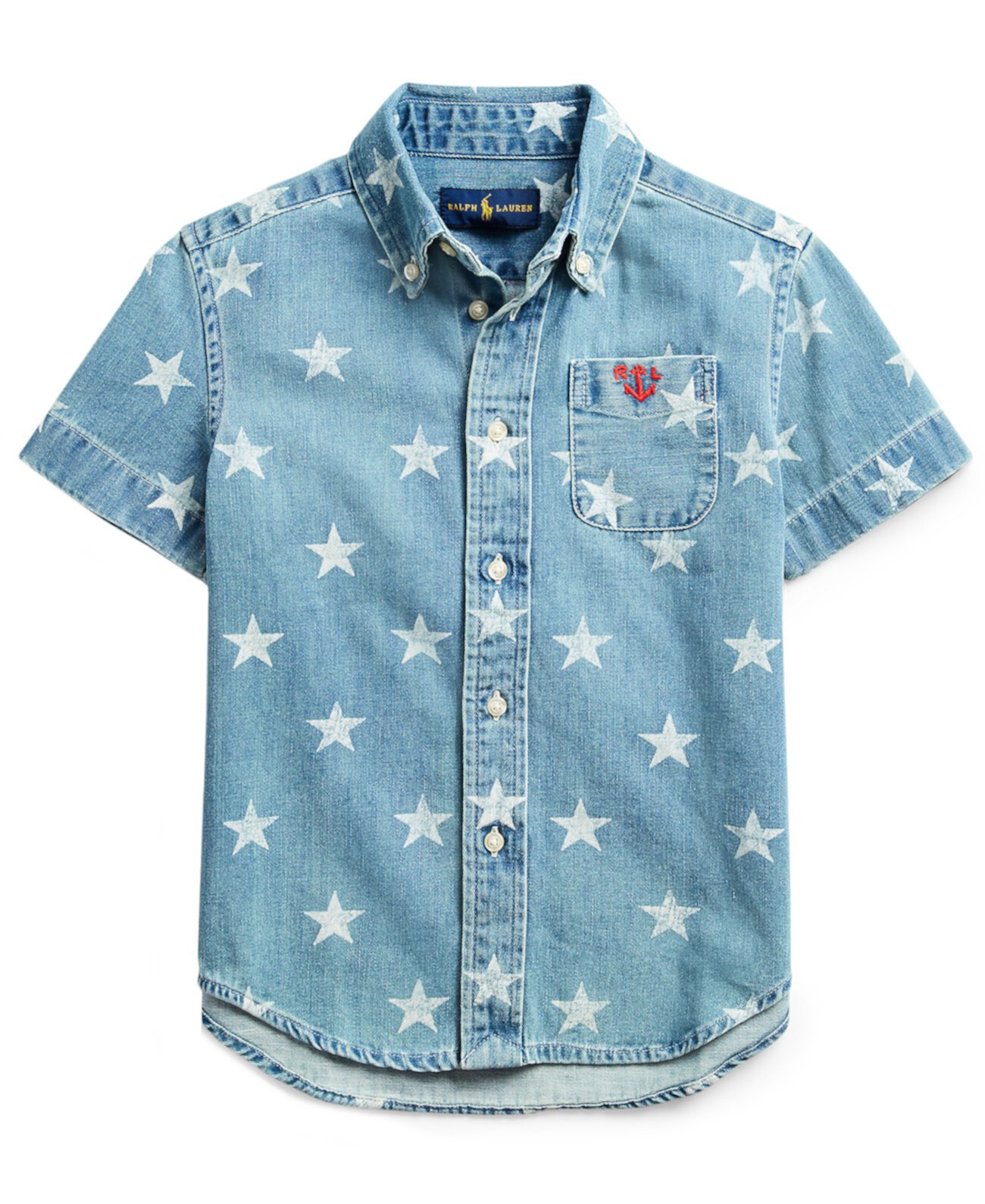 Джинсовая рубашка с принтом звезд Little Boys Ralph Lauren