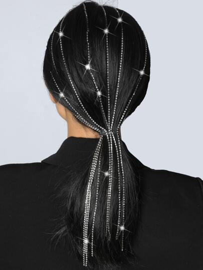 Ободок для волос со стразами с бахромой SHEIN