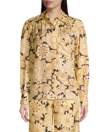 Pop Art Silk Pajama Shirt Rebecca Taylor