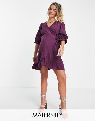 Фиолетовое платье с запахом для беременных Fashion Union Exclusive Fashion Union Maternity
