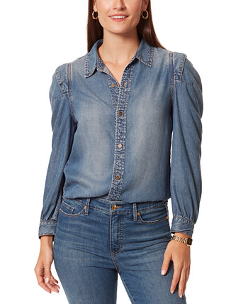 Women's Billie Pleat-Shoulder Denim Shirt Anne Klein Jeans