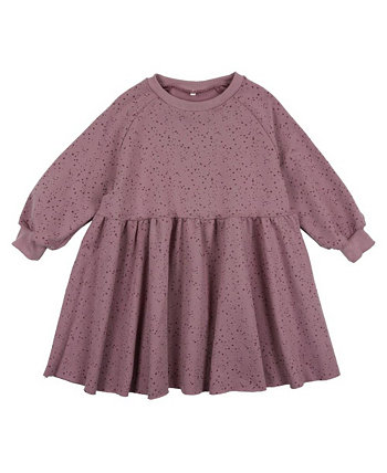 Girls Dot Print Sweatshirt Dress, Toddler To Child Pouf