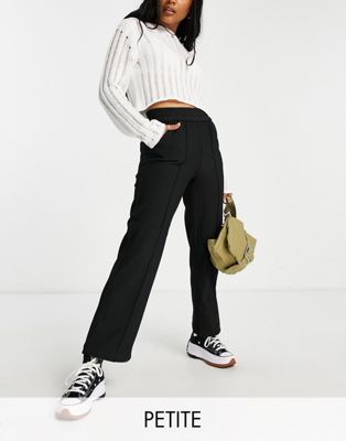 Only Petite stretch waist straight leg pants in black Only Petite