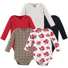 Hudson Baby Infant Girl Cotton Long-Sleeve Bodysuits 5pk, Basic Rose Leopard Hudson Baby