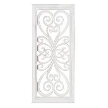 American Art Décor Distressed Hand-Carved White Wood Wall Accent Medallion Panel American Art Décor