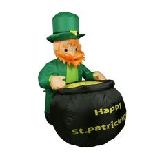 Northlight Pre-Lit Inflatable Pot of Gold &amp; Leprechaun St. Patrick's Day Outdoor Floor Decor Northlight