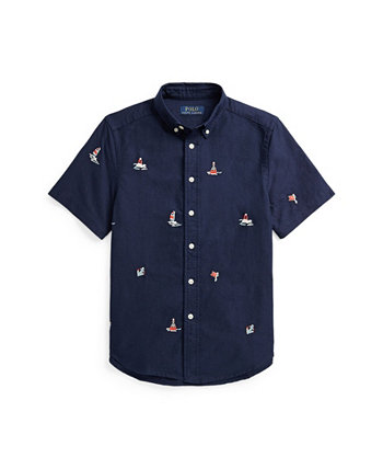 Big Boys Embroidered Cotton Short-Sleeve Shirt Ralph Lauren
