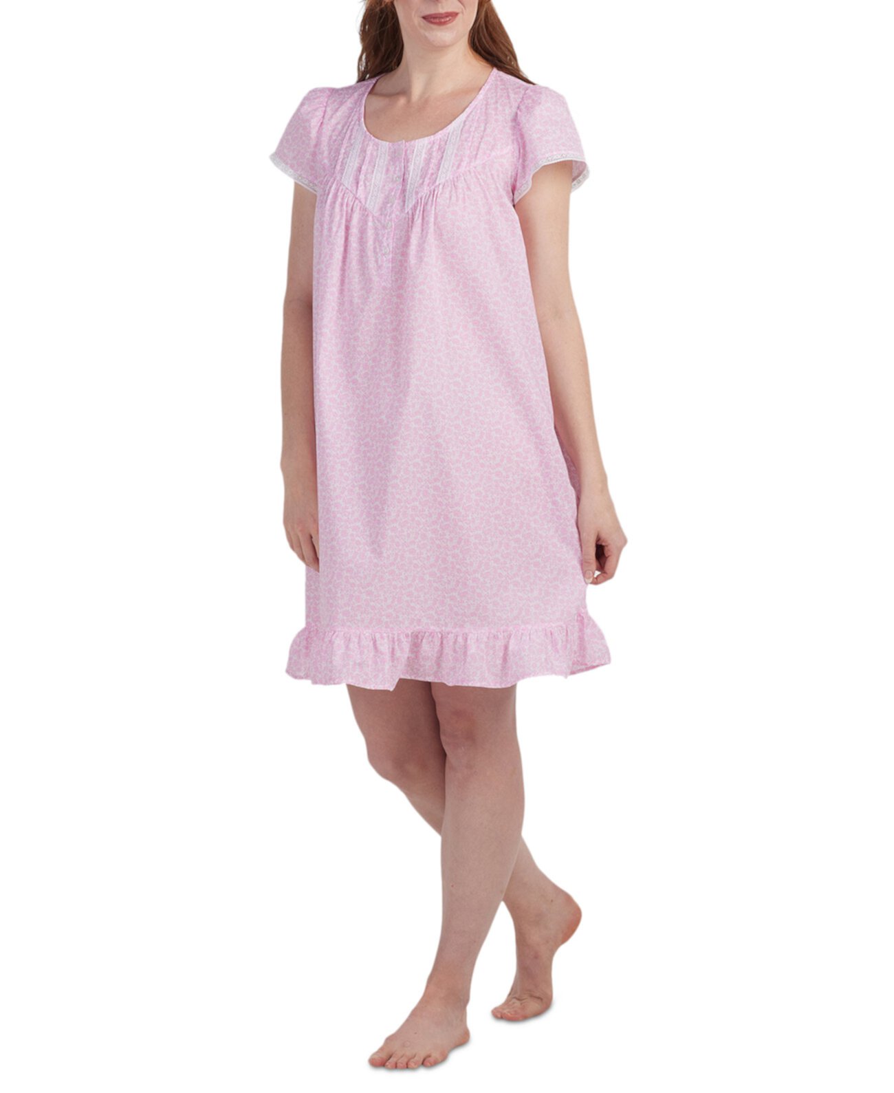 Women's Cotton Ruffled-Hem Nightgown Miss Elaine