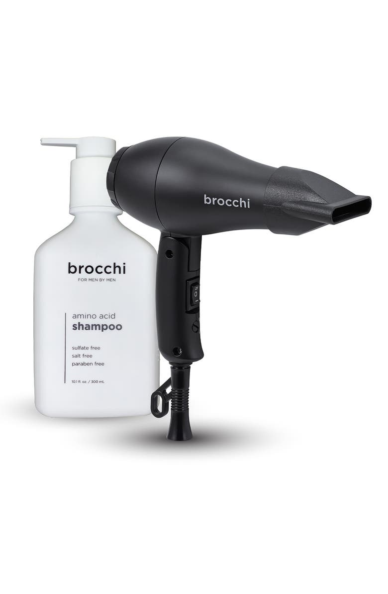 Мини-фен для путешествий и шампунь с аминокислотами в наборе BROCCHI