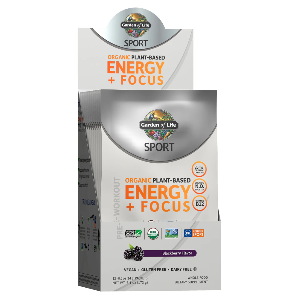 Sport Pre-Workout Energy Plus Focus — сертифицирован NSF для Sport Blackberry — 12 пакетов Garden of Life