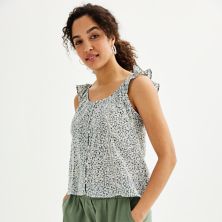 Women's Sonoma Goods For Life® Ruffle Sleeve Femme Button Down Tank Top SONOMA