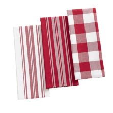 Elrene Home Fashions Farmhouse Living Stripe and Check Kitchen Towels, Set of 3 Elrene