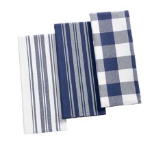 Elrene Home Fashions Farmhouse Living Stripe and Check Kitchen Towels, Set of 3 Elrene