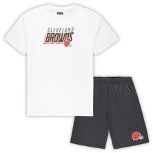 Men's Concepts Sport White/Charcoal Cleveland Browns Big & Tall T-Shirt and Shorts Set Unbranded