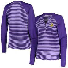 Women's Antigua Purple Minnesota Vikings Maverick Waffle Henley Long Sleeve T-Shirt Antigua