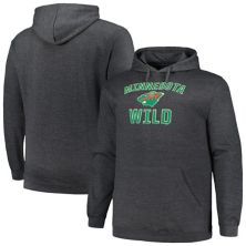 Men's Profile Heather Charcoal Minnesota Wild Big & Tall Arch Over Logo Pullover Hoodie Profile