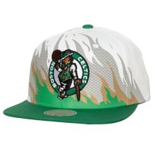 Men's Mitchell & Ness White Boston Celtics Hot Fire Snapback Hat Mitchell & Ness