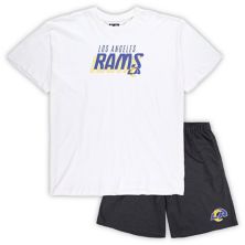 Men's Concepts Sport White/Charcoal Los Angeles Rams Big & Tall T-Shirt and Shorts Set Unbranded