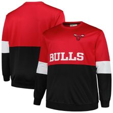 Men's Fanatics Branded Red/Black Chicago Bulls Big & Tall Split Pullover Sweatshirt Fanatics