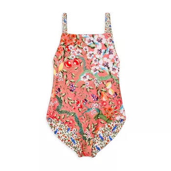 Little Girl's &amp; Girl's Returning To The Roots Amina Seed Reverisble One-Piece Agua Bendita