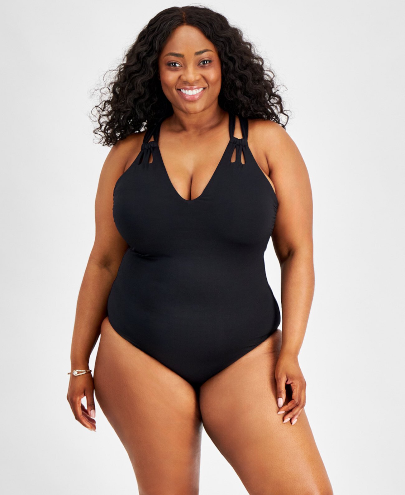 Plus Size Color Code Strappy One-Piece Swimsuit Becca ETC