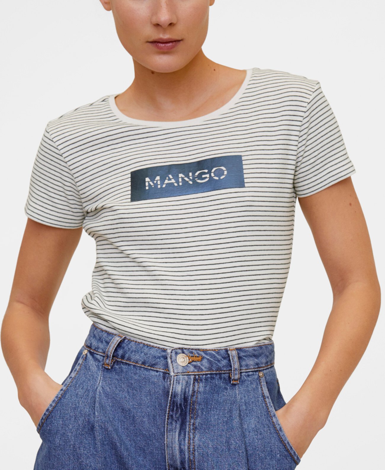 Хлопковая футболка с логотипом MANGO